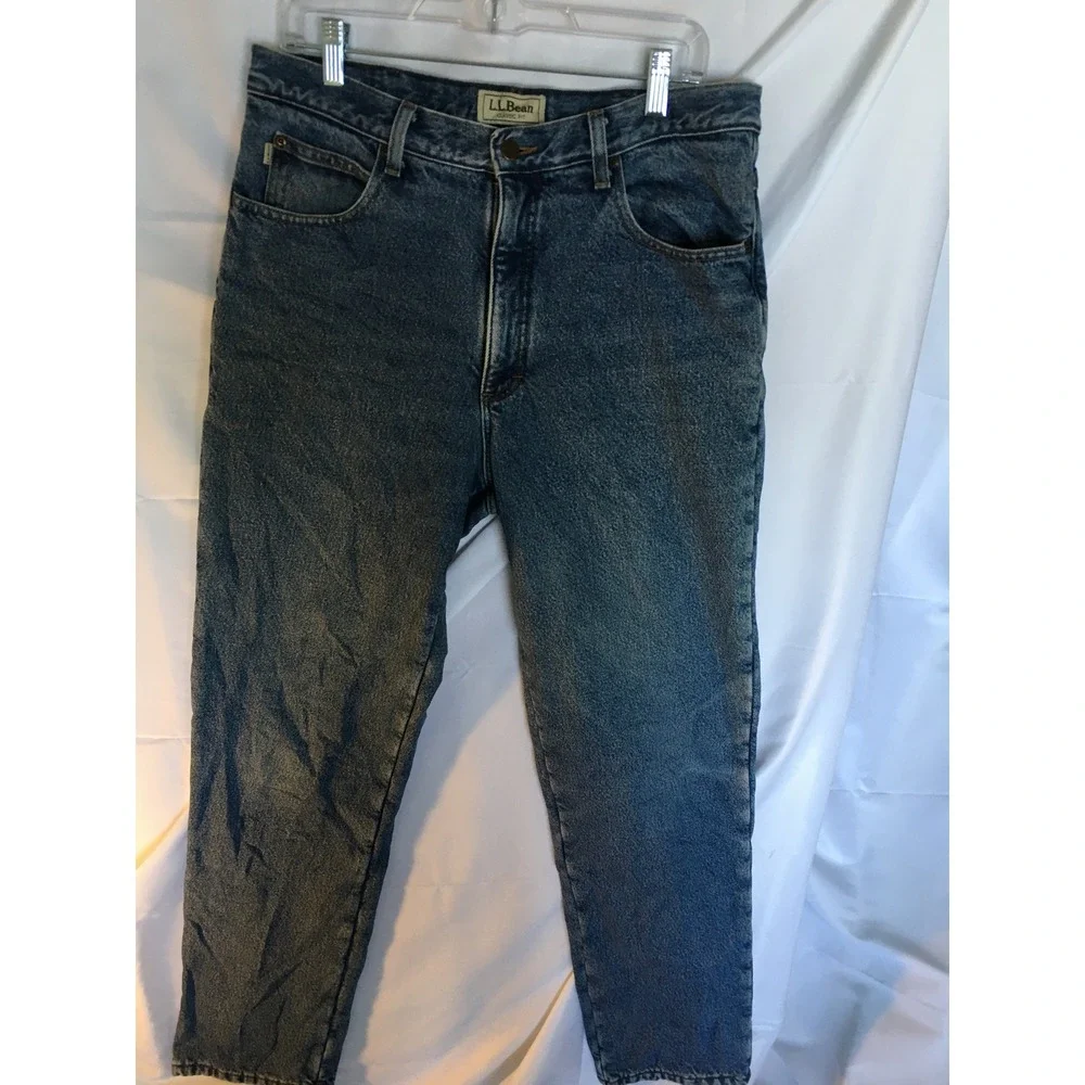 LL Bean Mens Flannel Lined Jeans Classic Fit Blue Denim 34x32 Fleece Warm